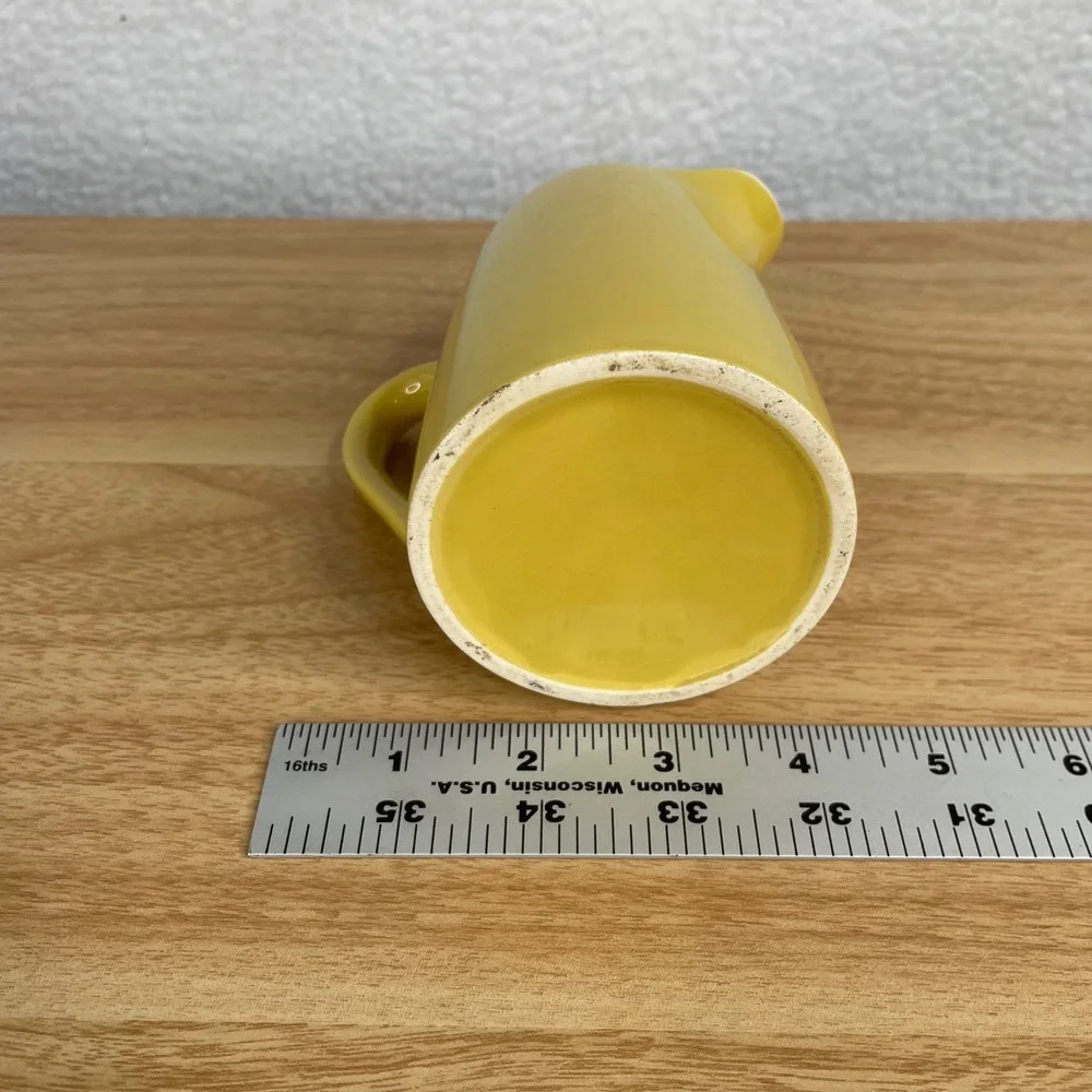 Yellow Ceramic Creamer Pitcher Small Individual Milk Syrup Server Glossy MCM